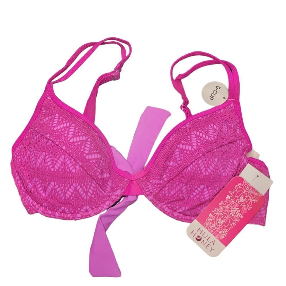 Hula Honey Bikini Top D CUp Underwire Adjustable Back